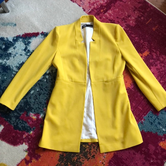 zara basic yellow blazer